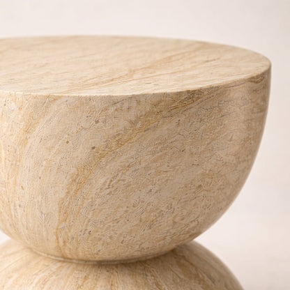 Beige stone table on a white background