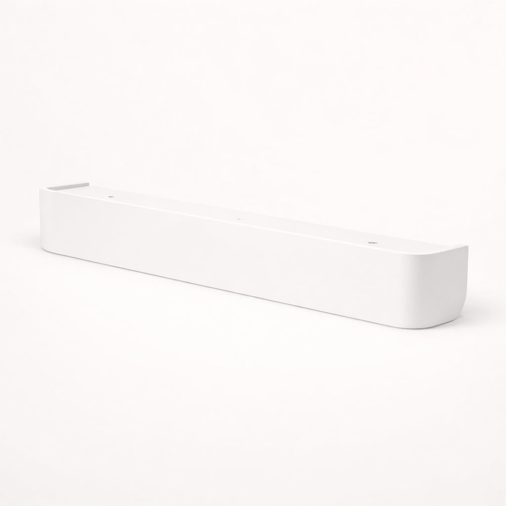 White coat rack and shelf on a white background
