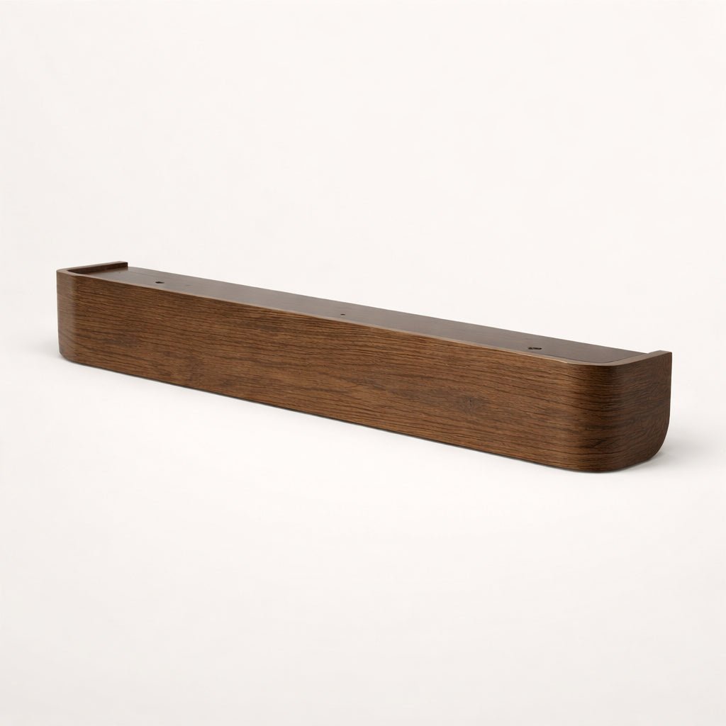 Wooden shelf on a white background