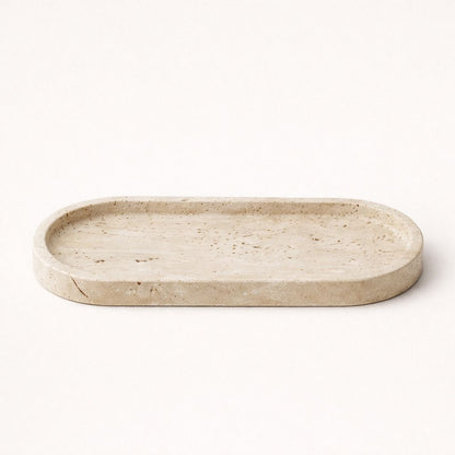 Beige stone tray on a white background